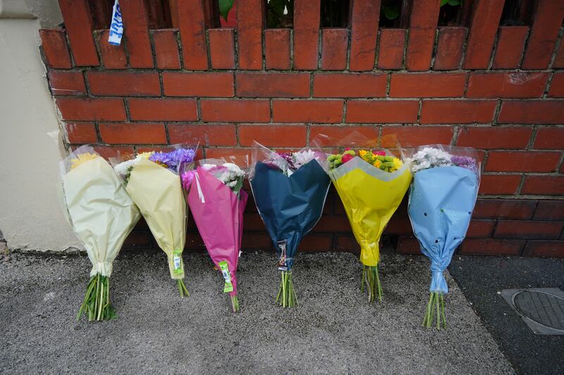 Flowers at the scene of the fatal blaze in Blackpool