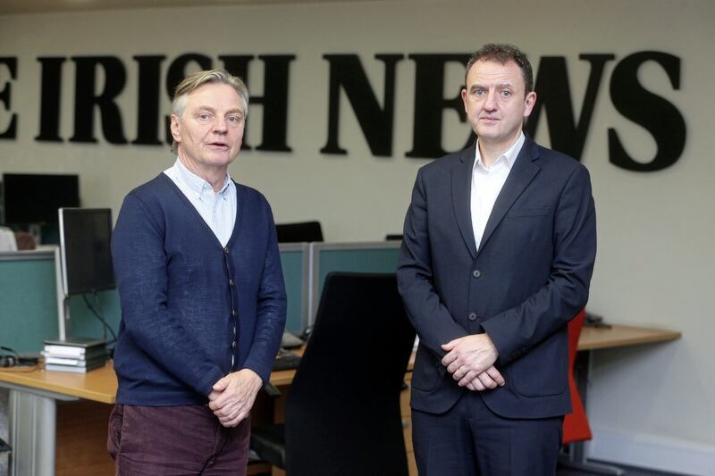 John Manley Irish News Political Correspondent and Prof Colin Harvey. Picture Mal McCann. 