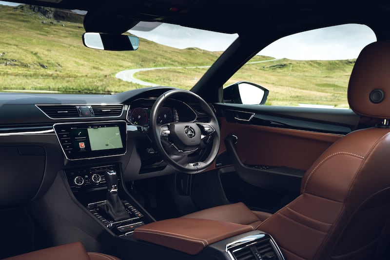 The brown leather interior gives the Sleeper an old-school feel