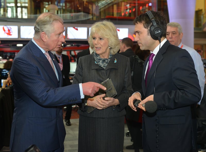 The King and Queen with Ros Atkins (Jeff Overs/BBC)