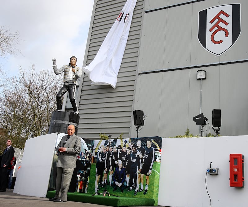 A statue of Michael Jackson, unveiled outside Fulham’s ground by the King of Pop’s friend, Mr Al Fayed, has since been removed