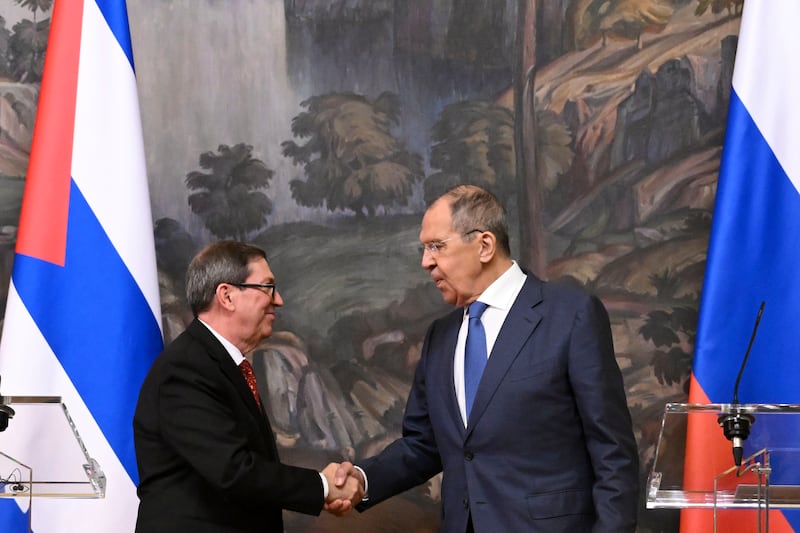 Russian foreign minister Sergei Lavrov hosted his Cuban counterpart, Bruno Rodriguez, for talks in Moscow (Natalia Kolesnikova/Pool Photo via AP)