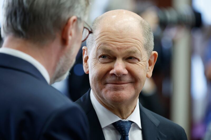 Germany’s Chancellor Olaf Scholz also took part in the talks (AP)