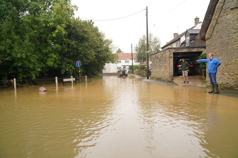 Residents were surrounded by floodwater in Grendon, Northamptonshire