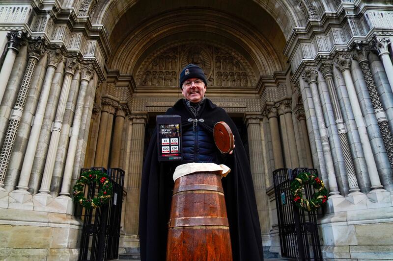 Dean Stephen Forde, 2024 Black Santa Sit-out at Belfast Cathedral. PICTURE: JORDAN TREANOR