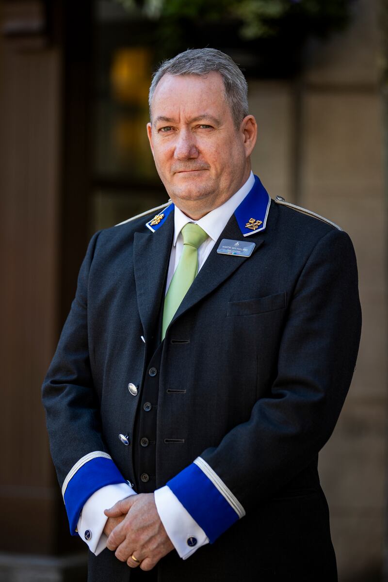 Martin Mulholland, Head Concierge at the Europa Hotel in Belfast, who has been awarded a BEM. Picture date: Wednesday June 14, 2023. PA Photo. See PA story HONOURS Ulster Mullholland. Photo credit should read: Liam McBurney/PA Wire