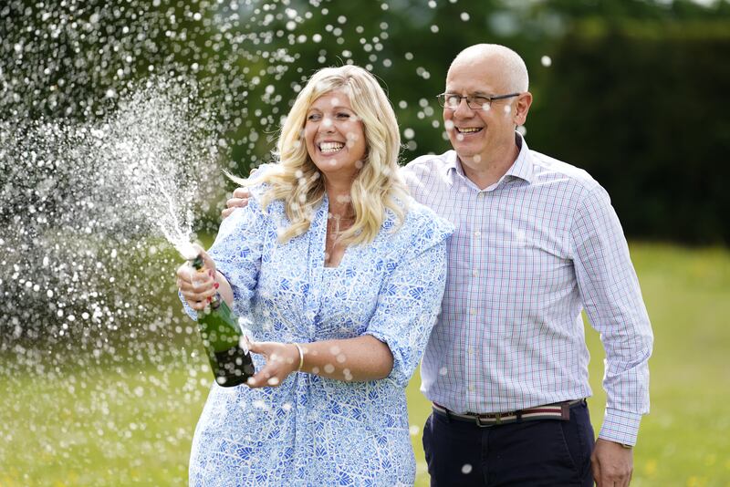 Joe and Jess Thwaite, from Gloucestershire, celebrate