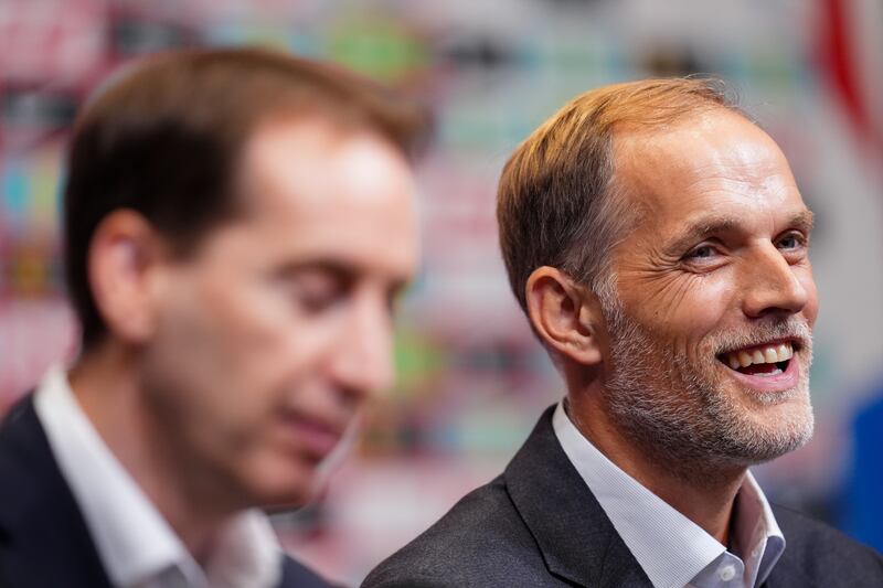 Newly appointed England head coach Thomas Tuchel joked about holding a German passport at his unveiling