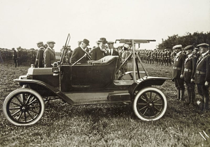 Ulster unionist leader Sir Edward Carson at a UVF rally 