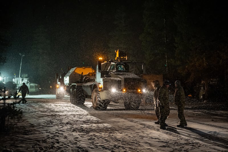 British Army soldiers take part in training with the British Army’s new Archer Mobile Howitzer gun