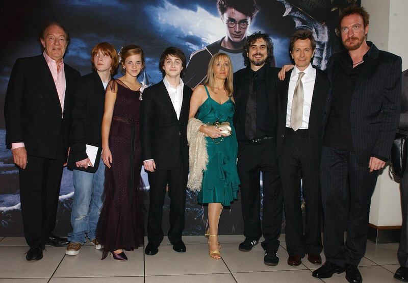 (From left to right) Sir Michael Gambon, Rupert Grint, Emma Watson, Daniel Radcliffe, author JK Rowling, director Alfonso Cuaron, Gary Oldman and David Thewlis at the UK premiere of Harry Potter And The Prisoner Of Azkaban