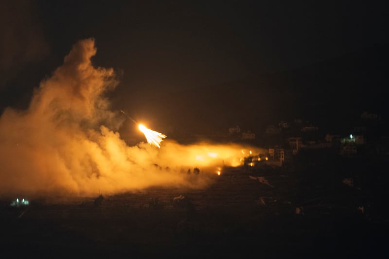 Israeli shelling hit an area in southern Lebanon as seen from northern Israel (AP Photo/Leo Correa)