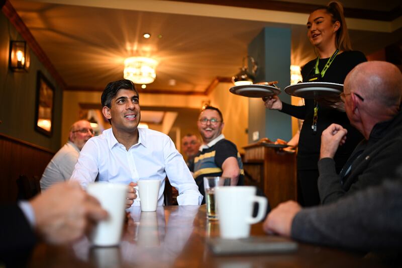 Rishi Sunak meeting veterans at a community breakfast in his constituency in Northallerton, North Yorkshire