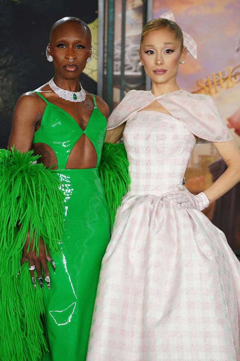 Cynthia Erivo, left, and Ariana Grande arrive at the premiere of Wicked (Jordan Strauss/Invision/AP)