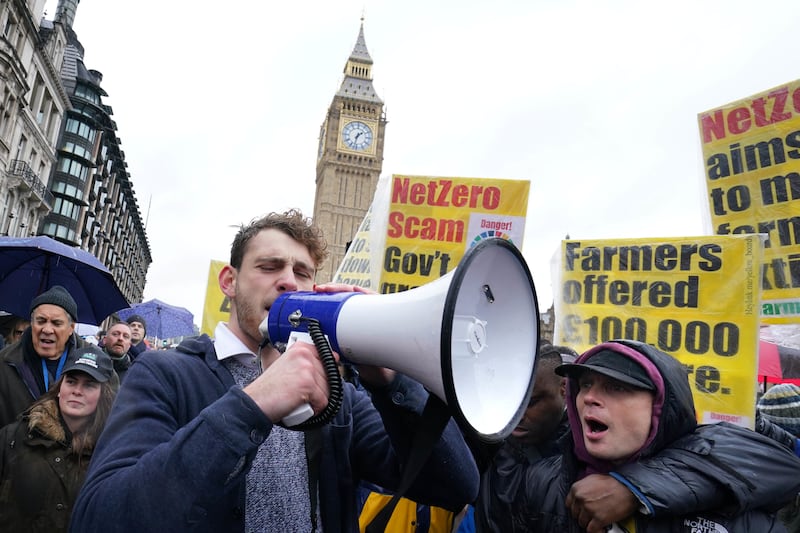 Thousands of farmers marched on Westminster on Tuesday in a protest against the Budget changes