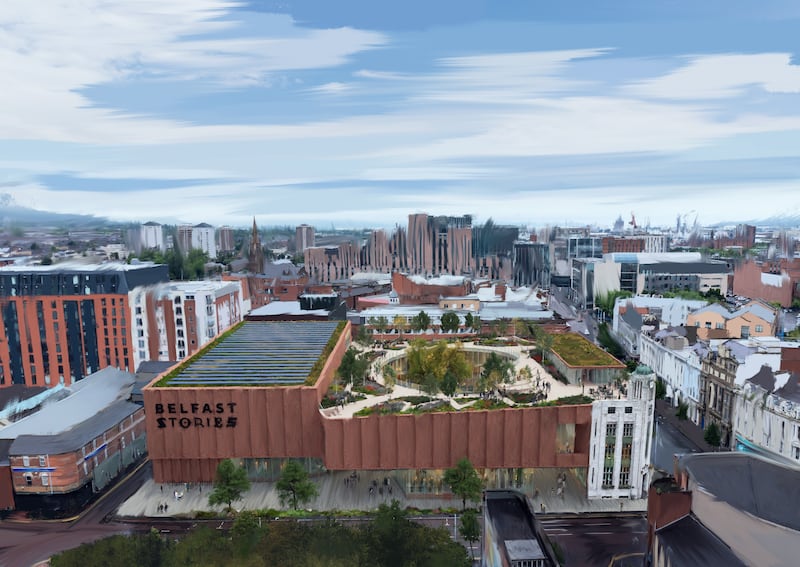 Architectural illustration of what Belfast Stories might look like from North Street aerial view