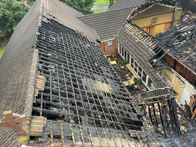 Greenisland Church of Ireland was extensively damaged in an overnight fire. Picture by the Northern Ireland Fire and Rescue Service