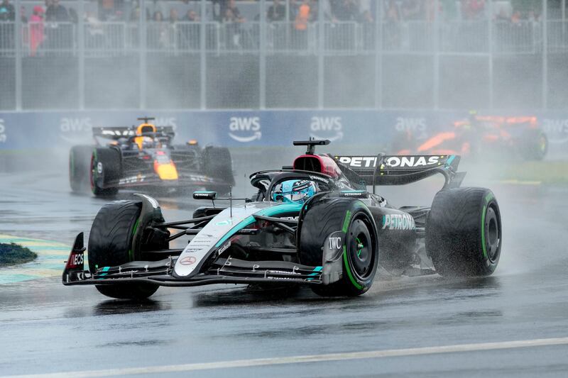 Mercedes showed blistering pace at time amid the changeable conditions (Christinne Muschi/The Canadian Press via AP)