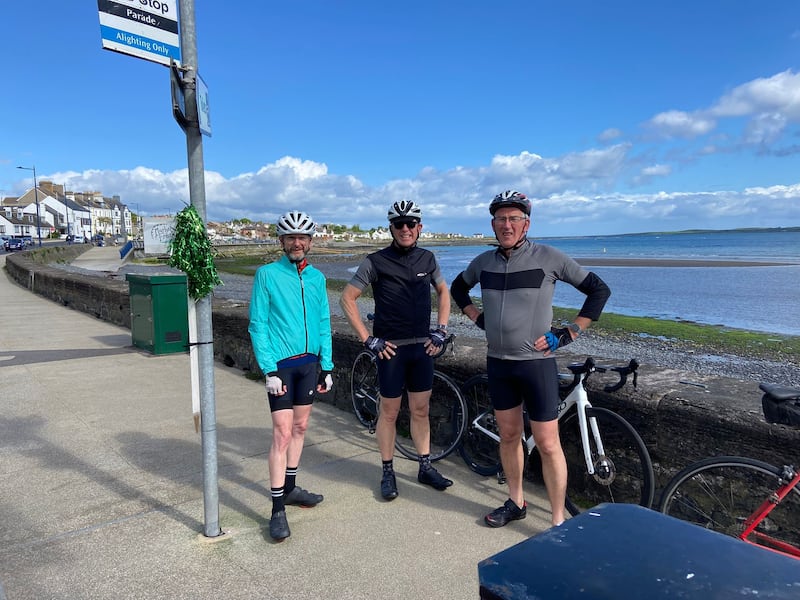 Andrew McCormick with fellow Lap the Lough riders Drew Curran and Robert Poole.