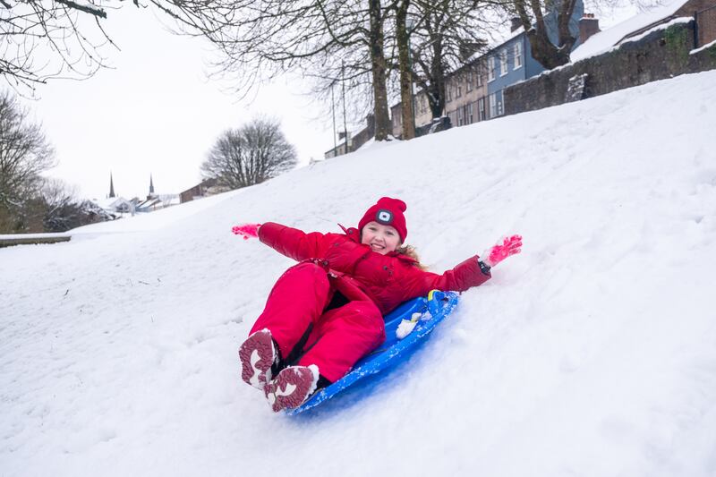 Press Eye - Belfast - Northern Ireland 1st March 2024 
Picture by Andrew Paton /PressEye

Rosa Regan from Enniskillen having fun in the snow.

A snow warning is in force across counties Fermanagh, Tyrone, Armagh and parts of Derry.