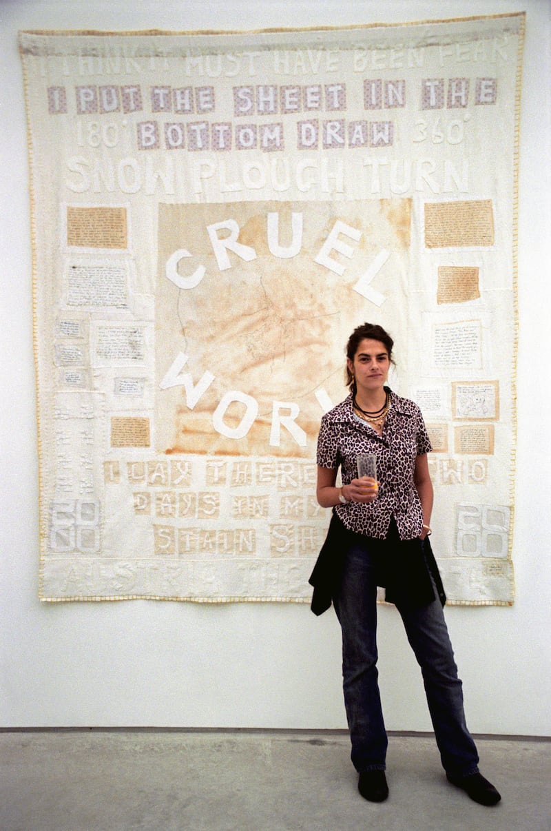 Artist Tracey Emin with her artwork called I Think It Must Have Been Fear