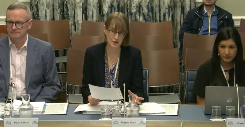 Brigitte Worth, centre, addressing the Health Committee.