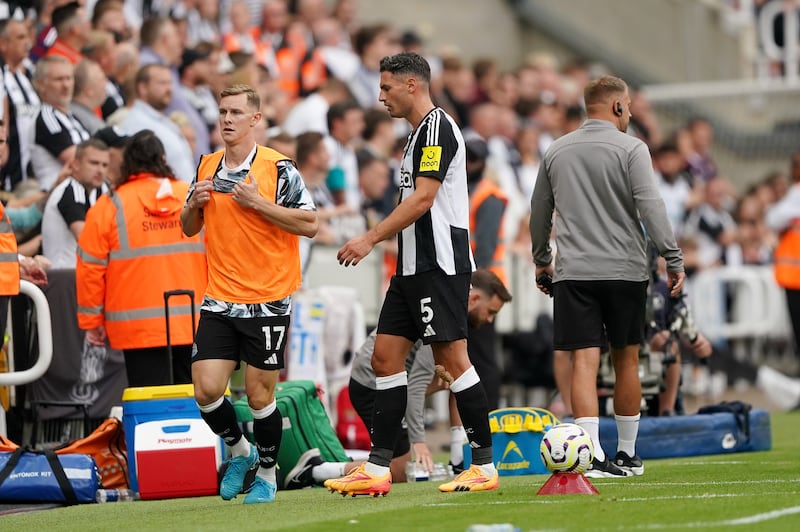 Newcastle’s Fabian Schar heads down the tunnel