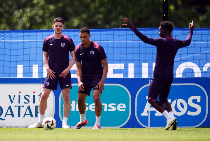 England’s Declan Rice during a training session at the Spa & Golf Resort Weimarer Land in Blankenhain