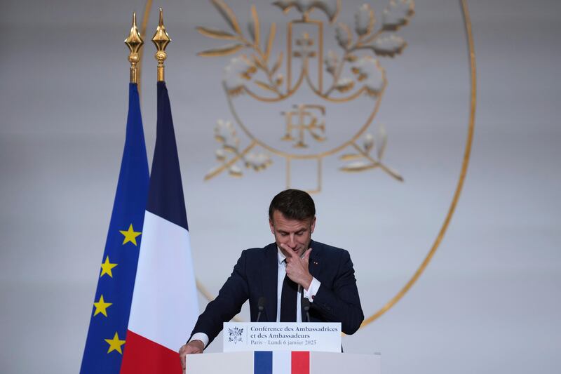 Mr Macron’s address comes in a time of widespread uncertainty across the globe (AP)