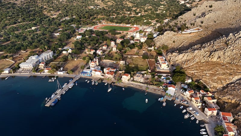 A view of Pedi, a small fishing village in Symi, Greece, during a search and rescue operation for TV doctor and columnist Michael Mosley, after he went missing while on holiday
