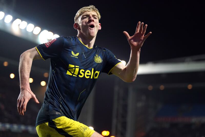 Anthony Gordon celebrates firing Newcastle ahead against Blackburn .