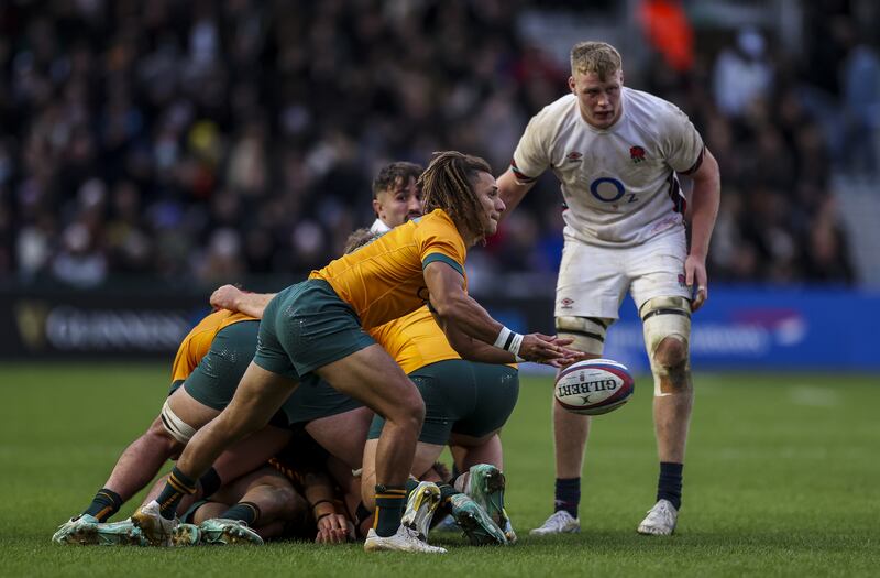 Australia A's Harry McLaughlin-Phillips in action during the international friendly match at Twickenham Stoop, London. Picture date: Sunday November 17, 2024.