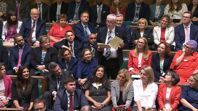 Sir Lindsay Hoyle speaks to MPs as he accepts the role of Speaker