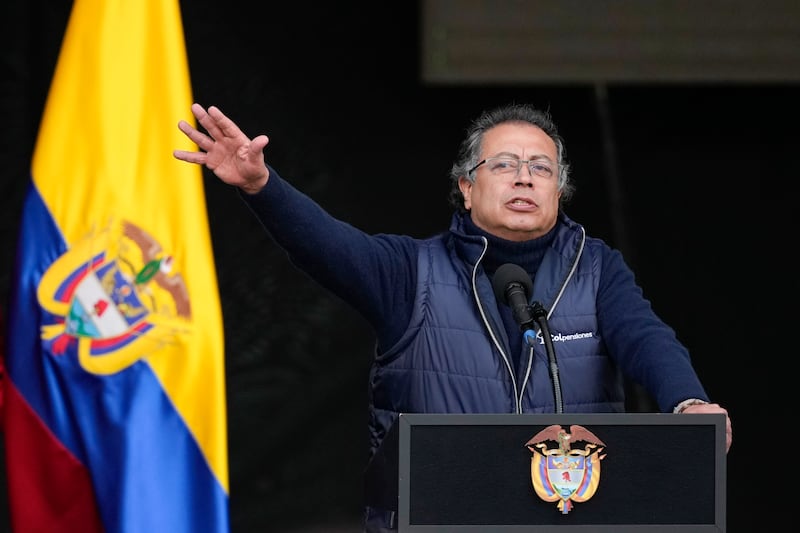 FILE – Colombia’s President Gustavo Petro delivers a speech in 2024. (Fernando Vergara, File/AP)