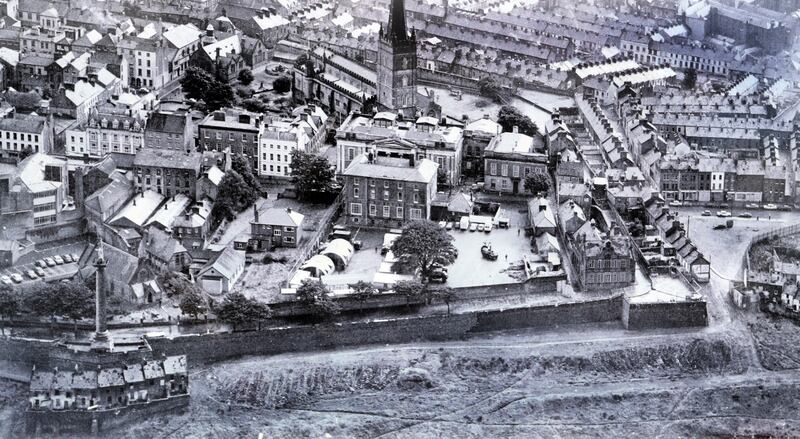 A historic picture of the site of the QUB archeological dig near Derry's Walls.