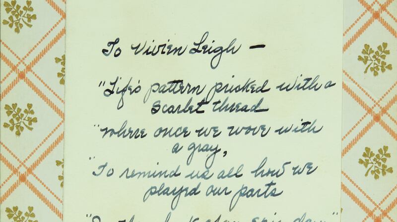 Margaret Michell inscribed Leigh's book with a poem (Sotheby's)