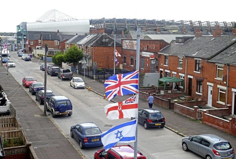 An Israeli flag flies close to Windsor Park in Belfast. Picture by Mal McCann. 