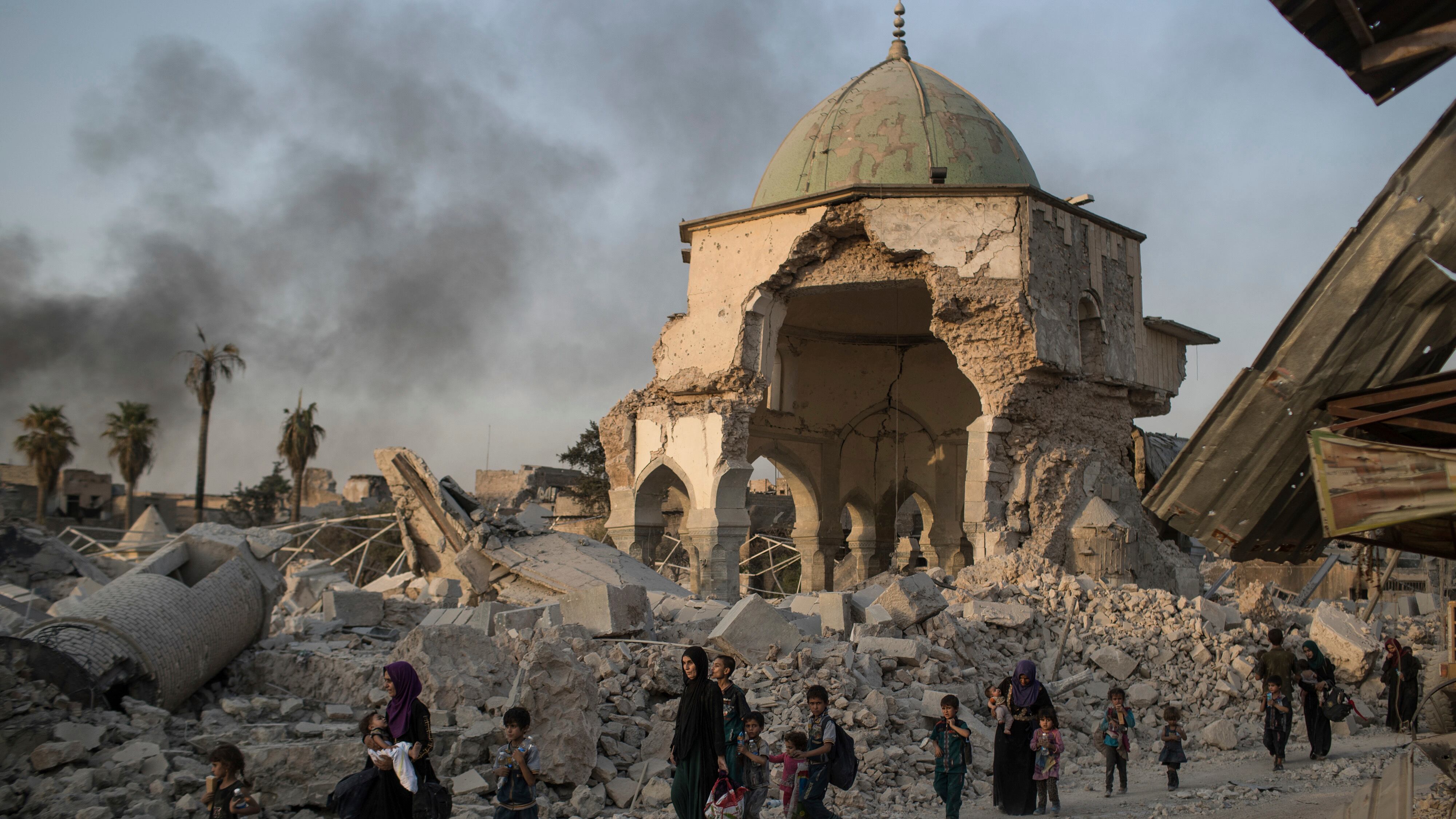 Five bombs were found hidden within the walls of the mosque, which was destroyed in 2017 (AP)