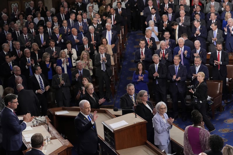 Officials gave the Israeli Prime Minister several standing ovations throughout his speech (AP Photo/J Scott Applewhite)