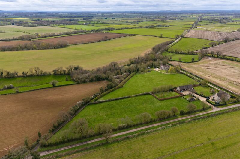 The proposed Lime Down Solar Park site with the old Roman road in the Wiltshire countryside