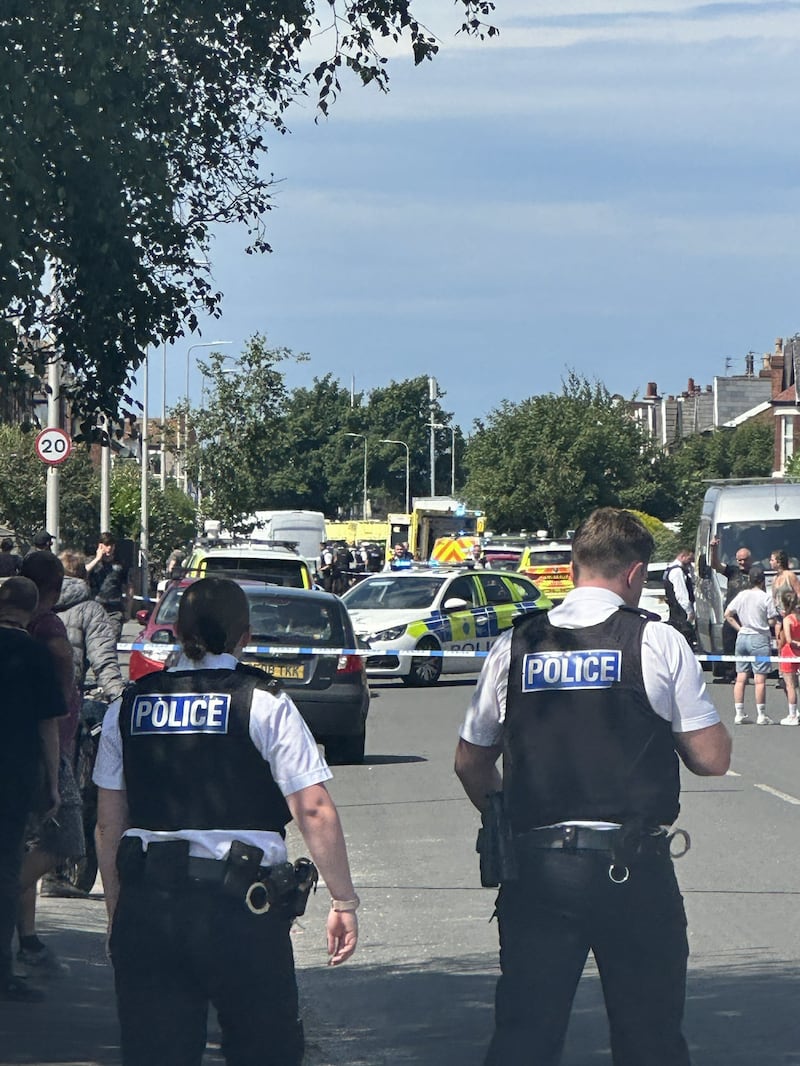 Emergency services at the scene on Hart Street, Southport