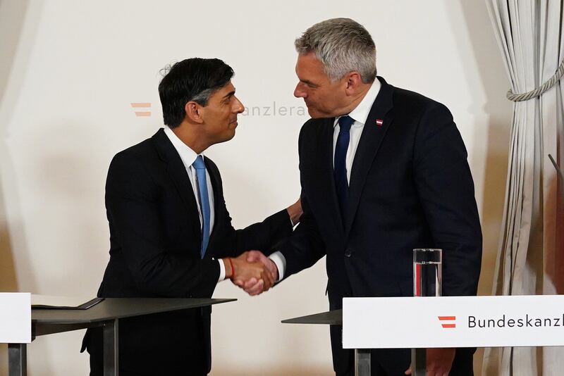 Rishi Sunak met Austrian Chancellor Karl Nehammer in Vienna on Tuesday