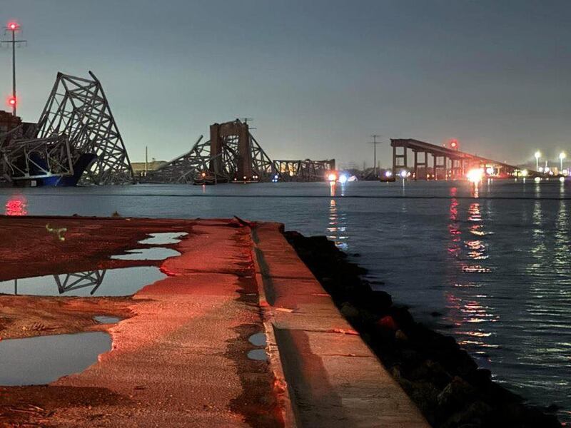 The bridge collapsed in the early hours of the morning (Harford County, MD Volunteer Fire & EMS)