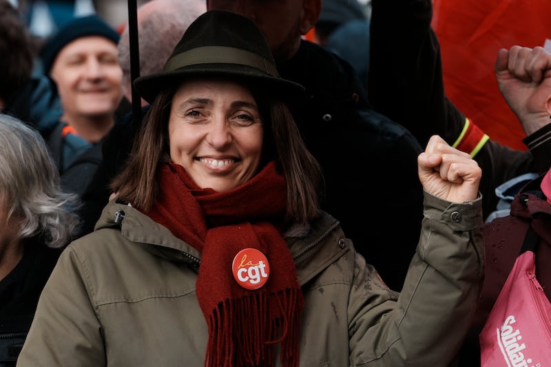 CGT union secretary general Sophie Binet (Thibault Camus/AP)