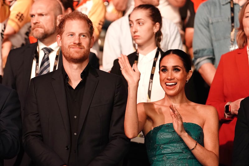 The Duke and Duchess of Sussex during the closing ceremony of the Invictus Games in Dusseldorf, Germany in September