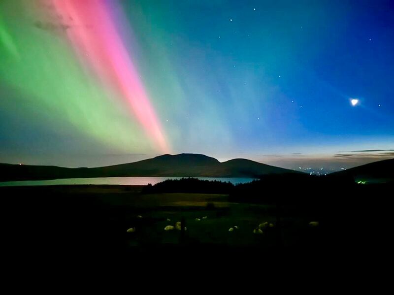 The Northern Lights captured over the Mourne Mountains. PICTURE: CHARLOTTE KNOX