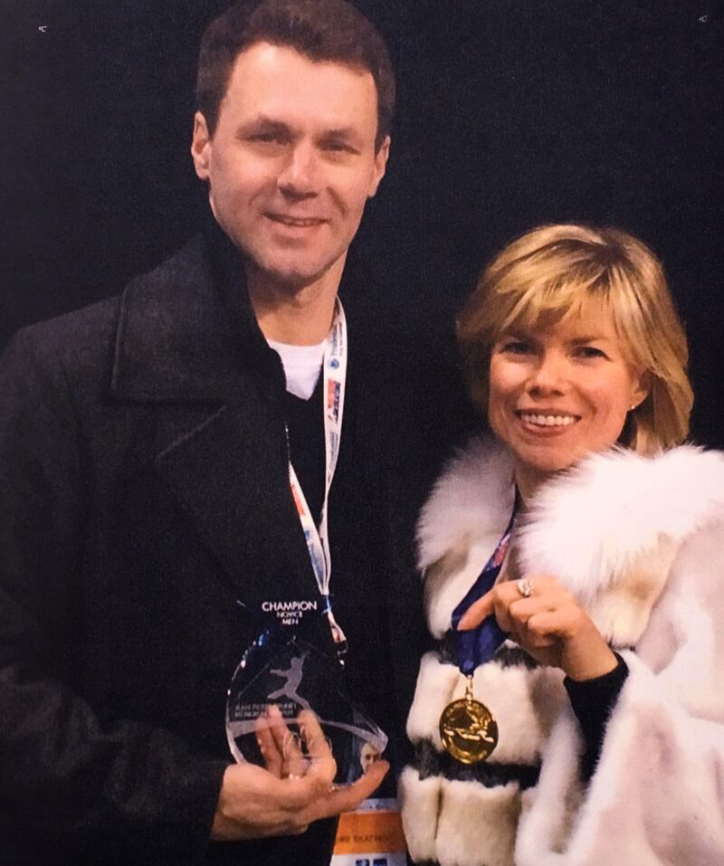 Skating coaches Vadim Naumov, left, and Evgenia Shishkova (Skating Club of Boston/AP)