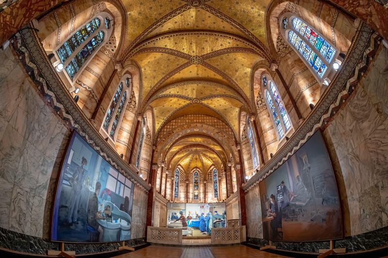 Interior view of Fitzrovia Chapel in London where the King recorded his Christmas message