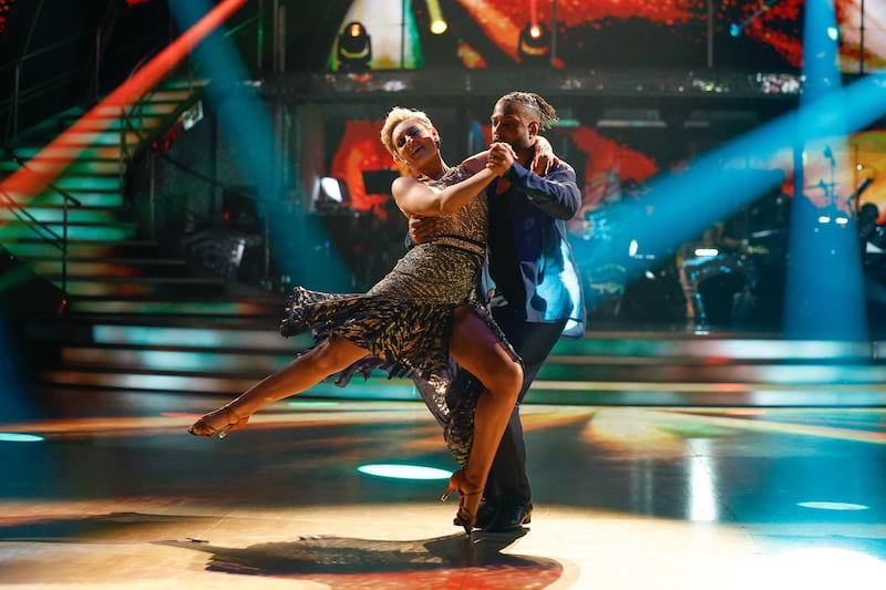 JB Gill and Amy Dowden during a dress rehearsal for a Strictly show (Guy Levy/BBC)