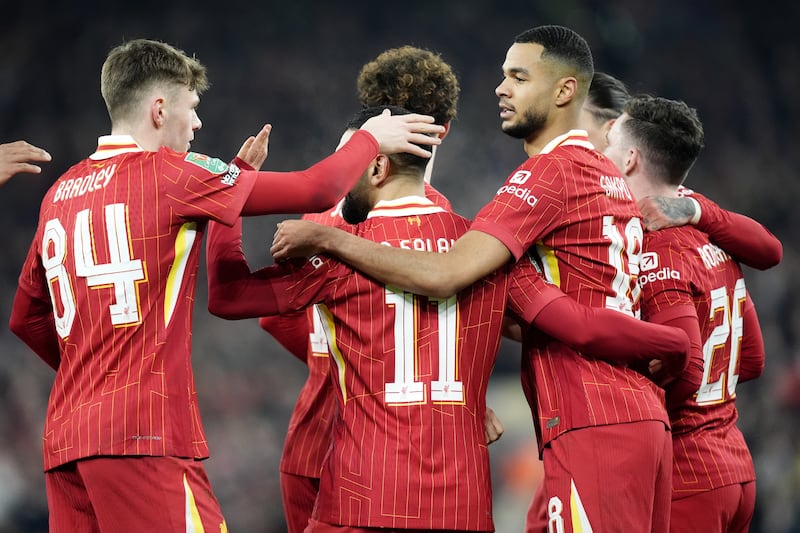 Cody Gakpo (centre right) set Liverpool on their way to another memorable Anfield win